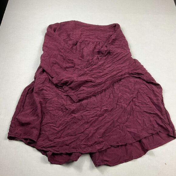 Torrid Blouse 2/2X Burgundy Textured Swiss Dot Button Front Boho Romantic Top - Picture 9 of 10